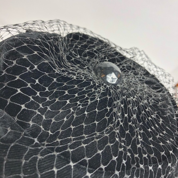 Vintage Retro Jane Morgan Hat Velvet Netting - Picture 8 of 10